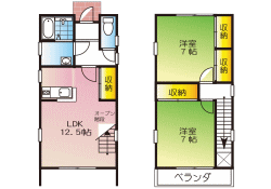 戸建て貸家 グレイスハウスB棟 堀米町 間取