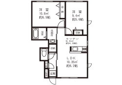 コーポ 城山ヒルズ102号室 若松町 間取